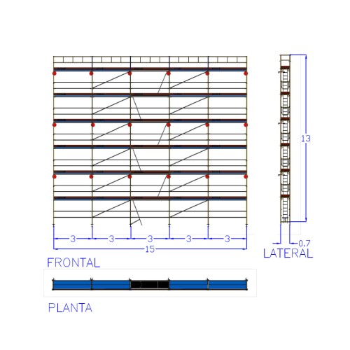 Andamio Europeo Dino 48 - 15 metros fachada
