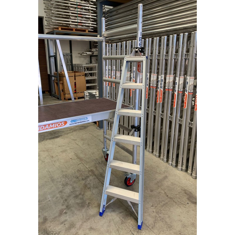 Plataforma de andamio, funciona con escalera plegable multiusos 7 en 1,  estante de soporte y plataforma de trabajo de bandejas de acero