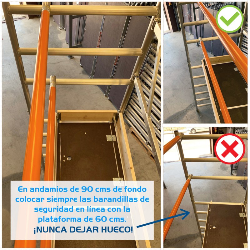 Andamio plegable aluminio 90x190 con 4,70 metros altura de trabajo con  estabilizador