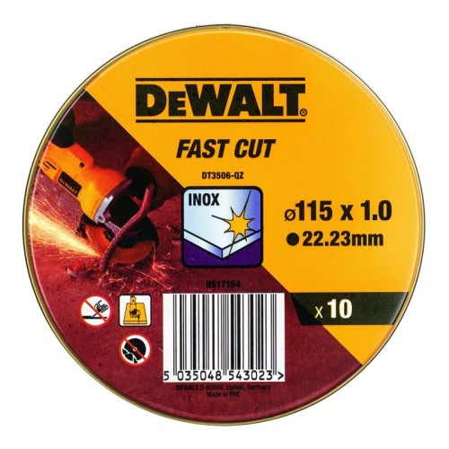 Lata con 10 discos de corte de alto desempeño para acero inox 115 x 1 x 22.23mm