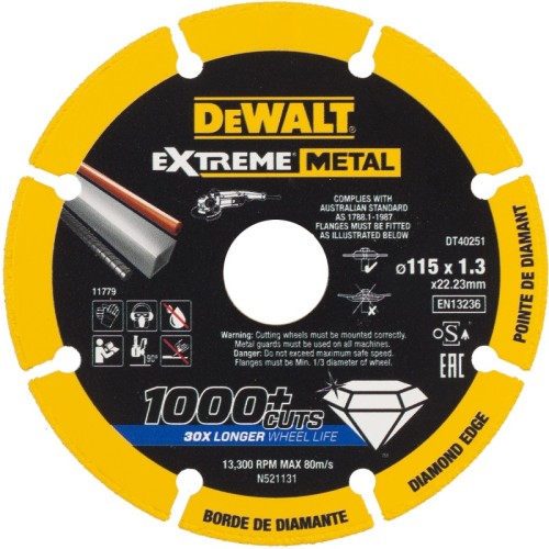 Disco de corte de borda de diamante de metal extremo 115x1,3x22,3mm