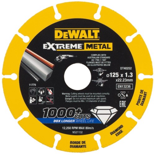 Disco de corte de borda de diamante de metal extremo 125x1,3x22,3mm