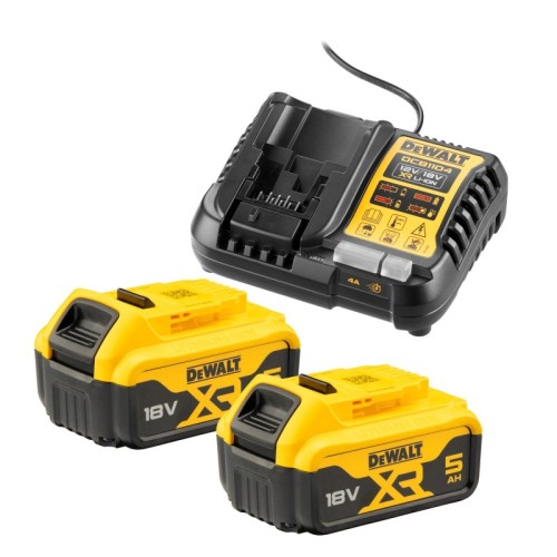 Kit 2 Baterías carril XR 18V Li-Ion 5Ah y Cargador XR 12V - 18V carril Li-Ion