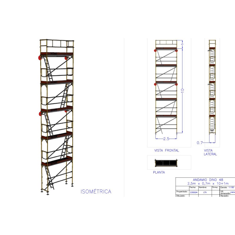 Andaime europeu Dino 48 - 2 metros de fachada - 27 m2
