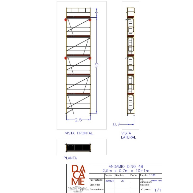 Andaime europeu Dino 48 - 2 metros de fachada - 27 m2