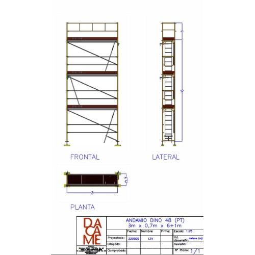 Andaime europeu Dino 48 - 3 metros de fachada - 21 m2