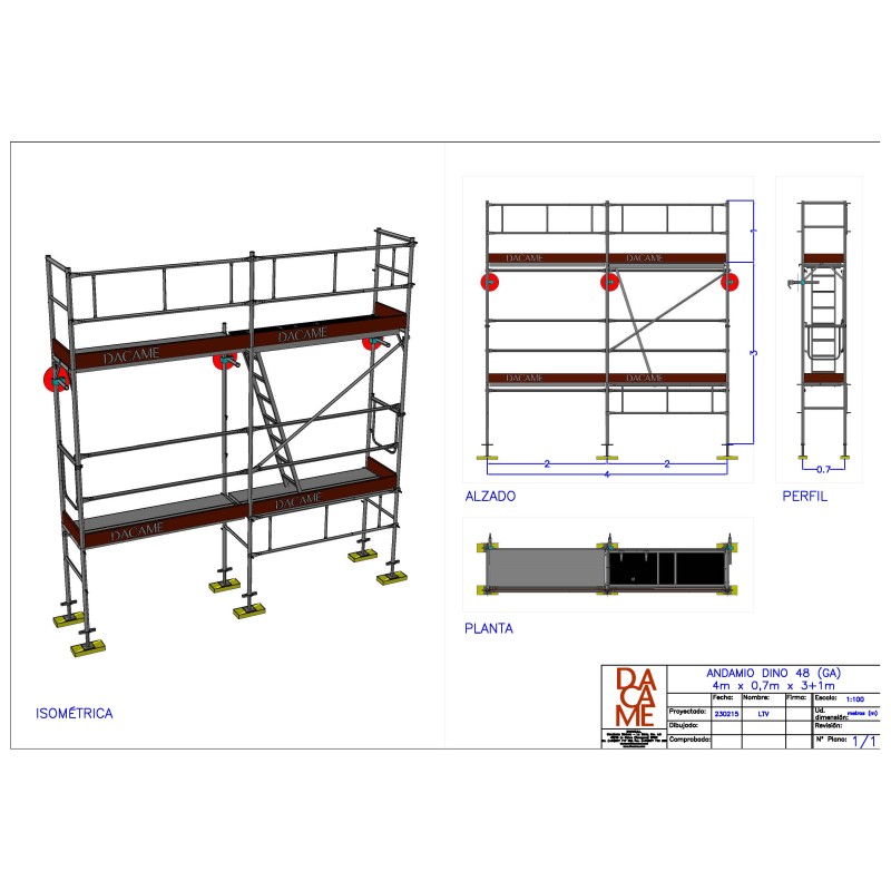 Andaime europeu Dino 48 - 4 metros de fachada - 16 m2