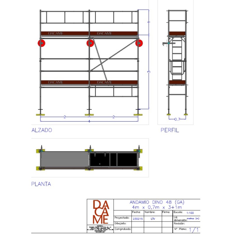 Andaime europeu Dino 48 - 4 metros de fachada - 16 m2