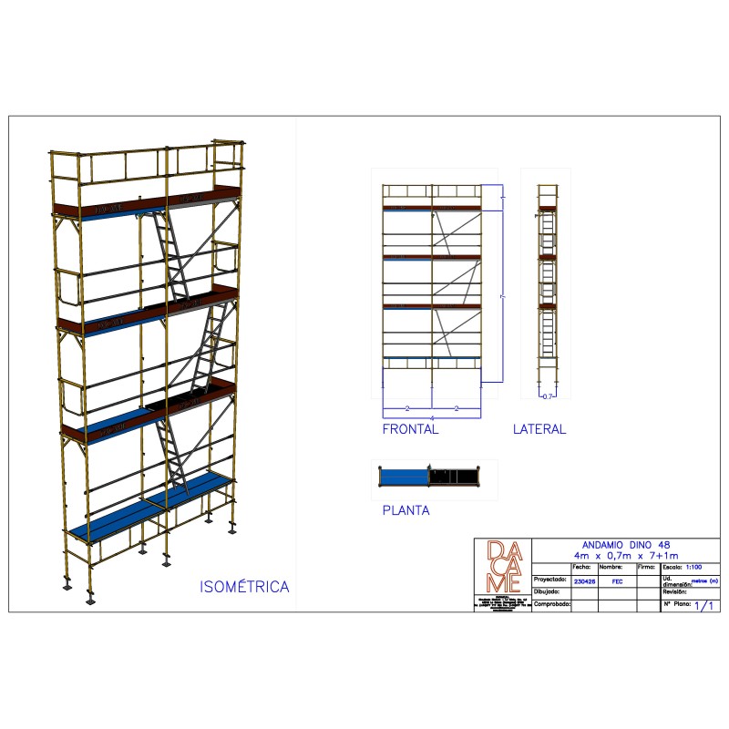 Andaime europeu Dino 48 - 4 metros de fachada - 32 m2
