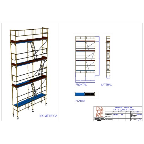 Andaime europeu Dino 48 - 4 metros de fachada - 32 m2
