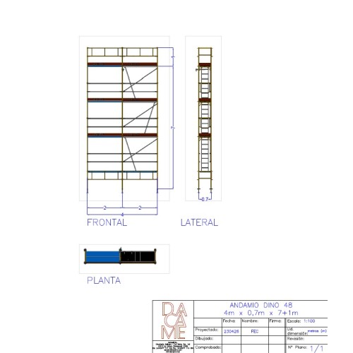 Andaime europeu Dino 48 - 4 metros de fachada - 32 m2