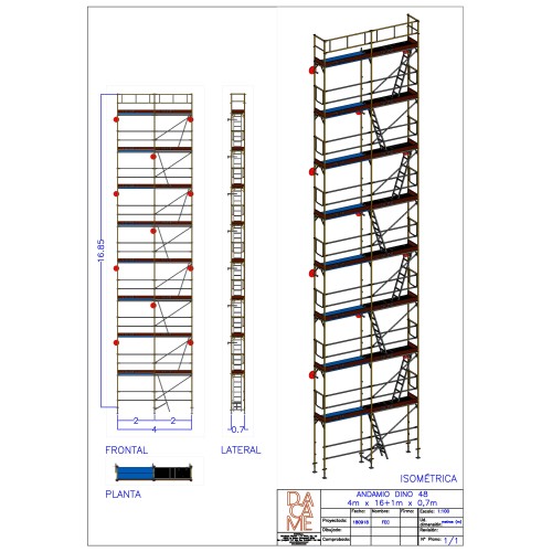 Andaime europeu Dino 48 - 4 metros de fachada - 68 m2