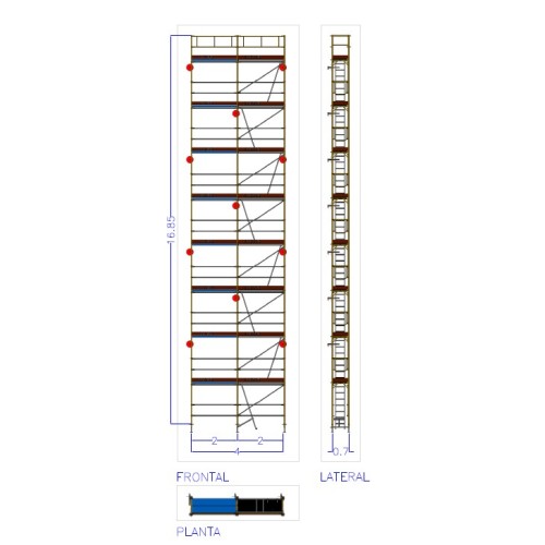 Andaime europeu Dino 48 - 4 metros de fachada - 68 m2