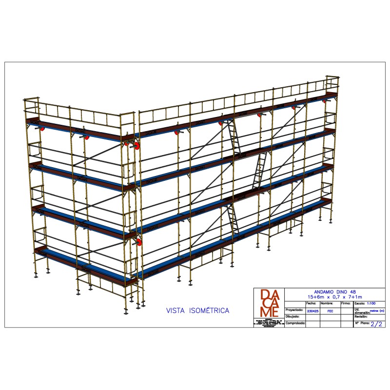 Andamio Europeo Homologado Dino 48 - 21 metros fachada - 168 m2