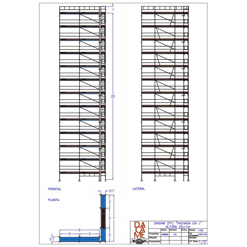Andamio Europeo Homologado Dino 48 - 12 metros fachada - 312 m2