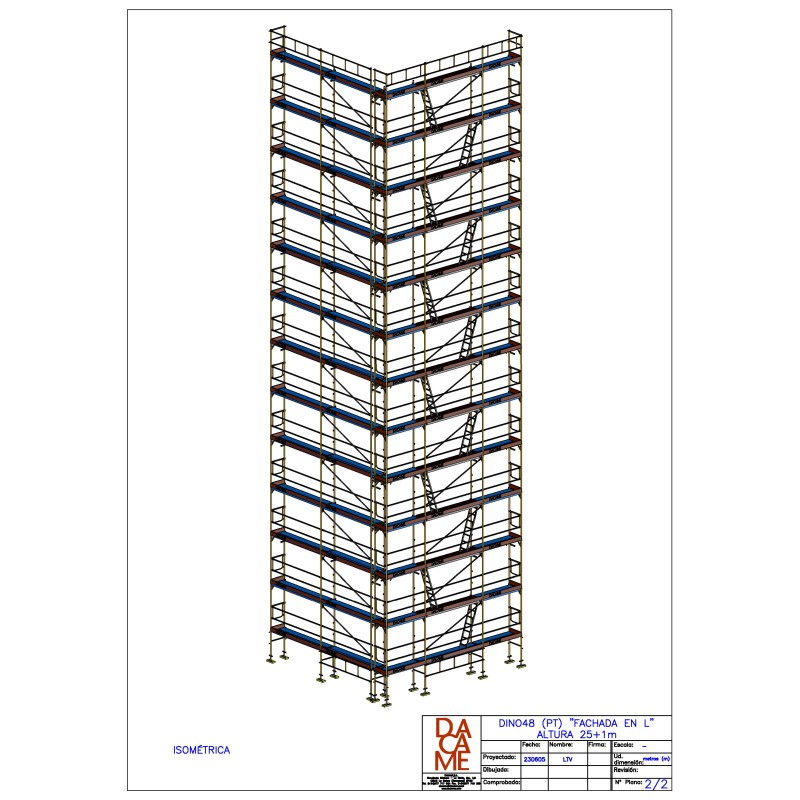 Andaime europeu Dino 48 - 6+6 metros de fachada - 312 m2