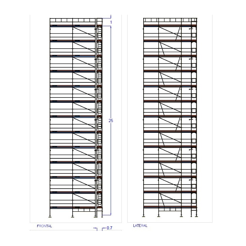 Andaime europeu Dino 48 - 6+6 metros de fachada - 312 m2