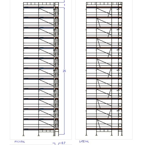 Andaime europeu Dino 48 - 6+6 metros de fachada - 312 m2