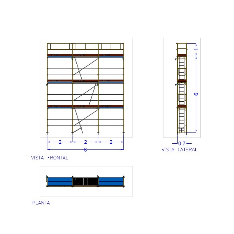 Andaime europeu Dino 48 - 6 metros de fachada - 42 m2