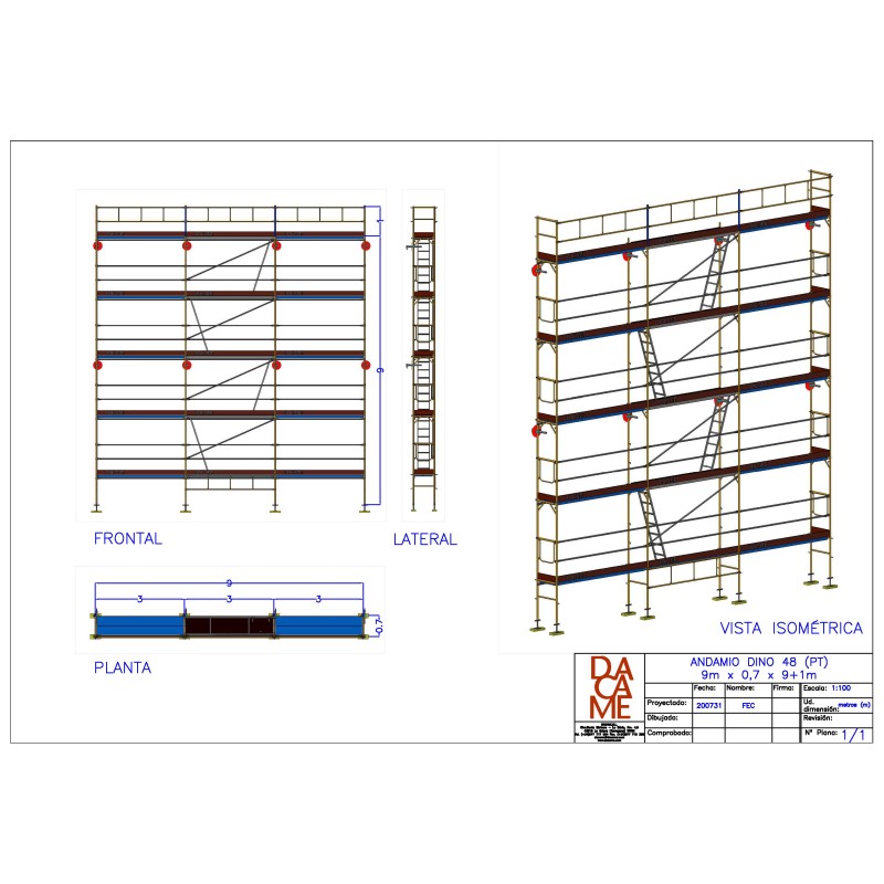 Comprar Andamio Europeo Dino 48 - 9 metros fachada - 90 m2