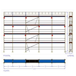 Andamio Modular Europeo | Andamio Dino 48 - 14m fachada - 126 m2 2