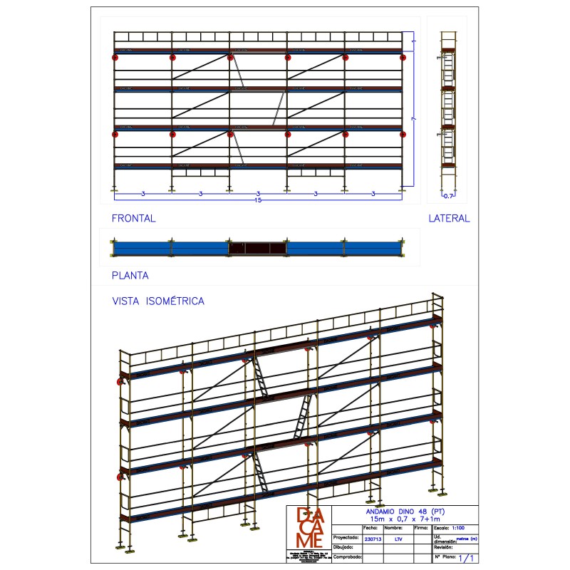 Andamio Europeo Homologado Dino 48 - 15 metros fachada - 120 m2