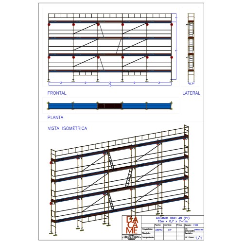 Andamio Europeo Homologado Dino 48 - 15 metros fachada - 120 m2