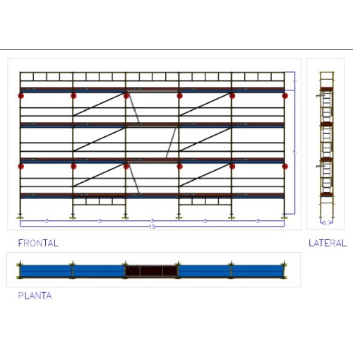 Andaime europeu Dino 48 - 15 metros de fachada - 120 m2