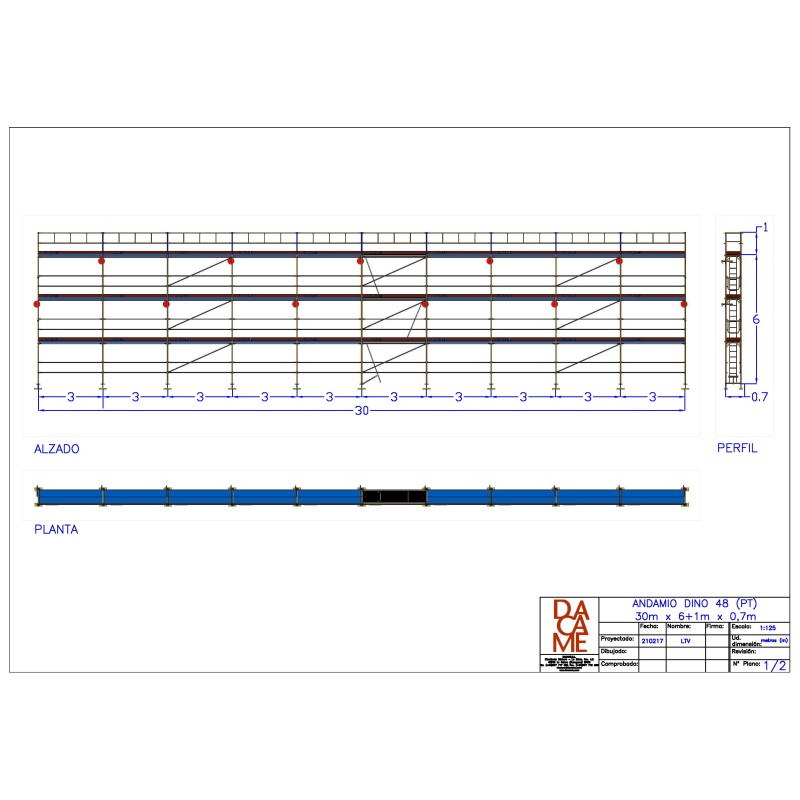Andaime europeu Dino 48 - 30 metros de fachada - 120 m2