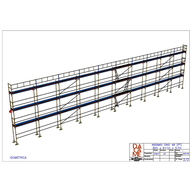 Andaime europeu Dino 48 - 30 metros de fachada - 120 m2