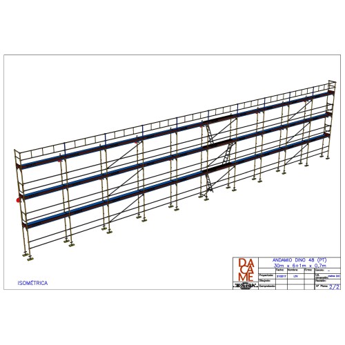 Andaime europeu Dino 48 - 30 metros de fachada - 120 m2
