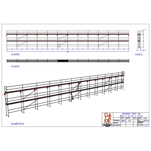 Andaime europeu Dino 48 - 36 metros de fachada - 180 m2