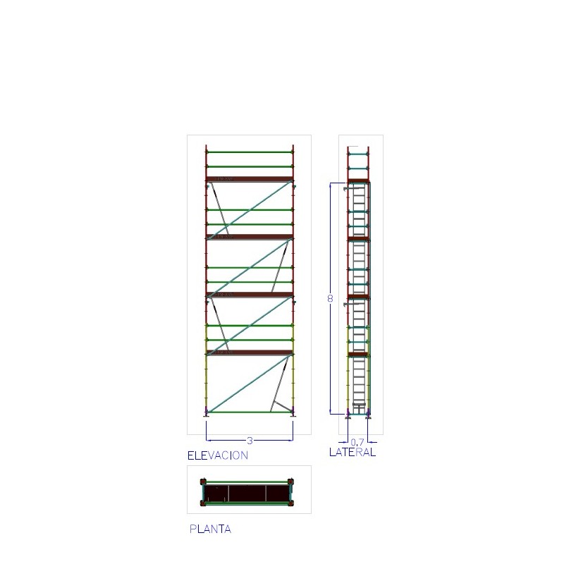 Comprar Andaime Multidirecional | MEKA 48 - 3m fachada - 9m altura 27 m2