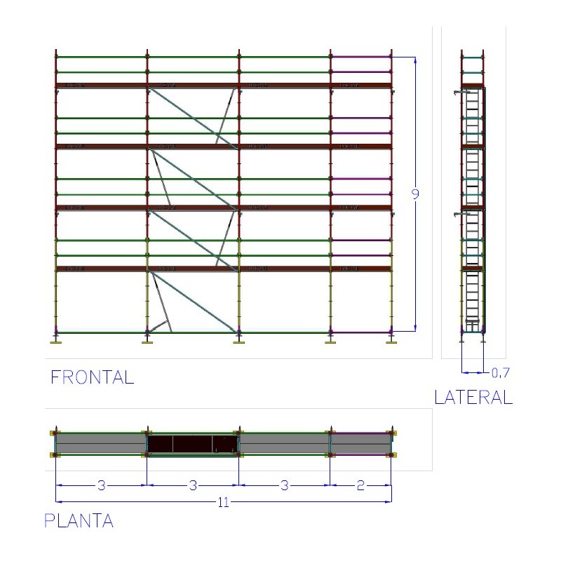 Comprar Andaime Multidirecional | MEKA 48 - 11m fachada - 9m altura 99 m2