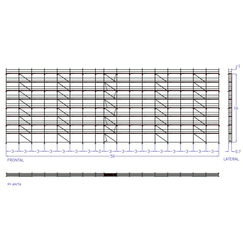 Comprar Andamio Multidireccional | MEKA 48 - 50m fachada - 17m altura 850 m2