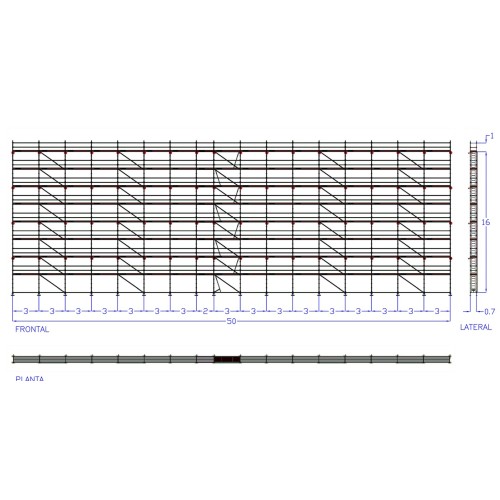 Comprar Andamio Multidireccional | MEKA 48 - 50m fachada - 17m altura 850 m2